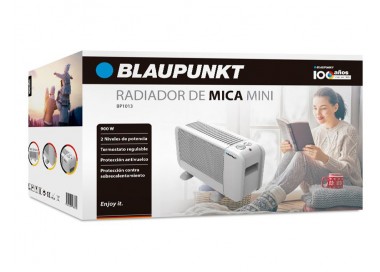 Radiador blaupunkt mini 900w dos niveles potencia proteccion sobrecalentamiento color blanco