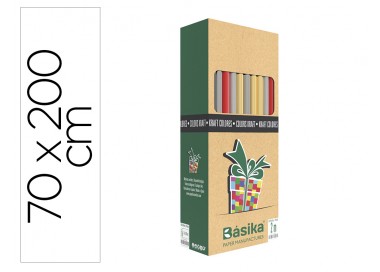 Papel de regalo basika kraft colores rollo ancho 70 cm longitud 2 mt colores surtidos gramaje 50 gr