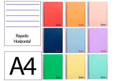 Cuaderno espiral liderpapel a4 micro wonder tapa plastico 120h 90 gr horizontal 5 bandas 4 taladros colores