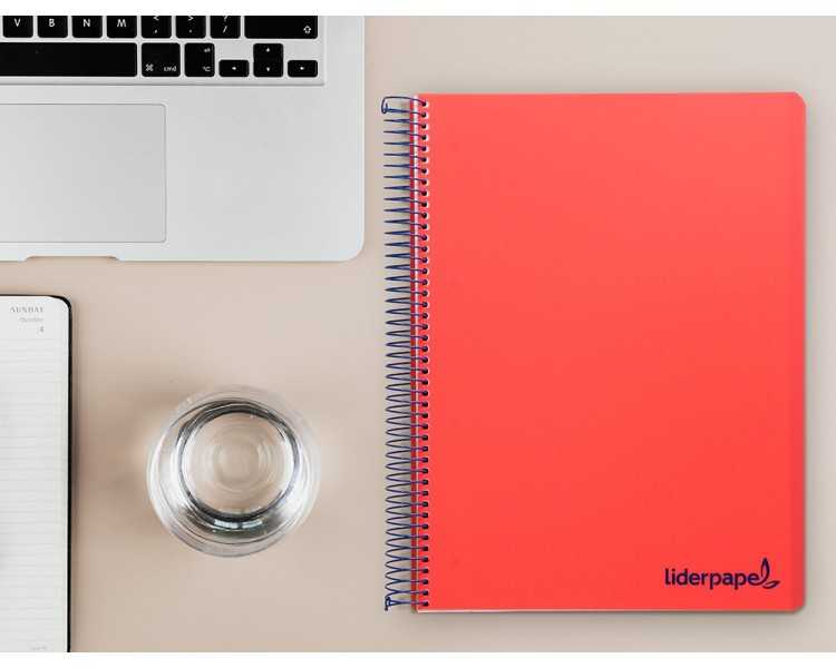 Cuaderno espiral liderpapel a4 micro wonder tapa plastico 120h 90 gr horizontal 5 bandas 4 taladros colores