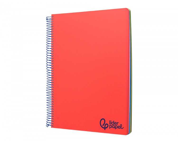 Cuaderno espiral liderpapel a4 micro wonder tapa plastico 120h 90 gr horizontal 5 bandas 4 taladros colores