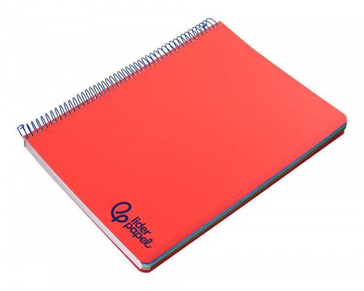 Cuaderno espiral liderpapel a4 micro wonder tapa plastico 120h 90 gr horizontal 5 bandas 4 taladros colores