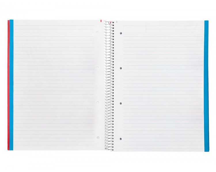 Cuaderno espiral liderpapel a4 micro wonder tapa plastico 120h 90 gr horizontal 5 bandas 4 taladros colores