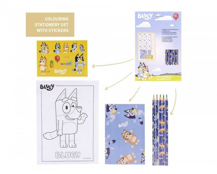 Set de papeleria coloreable bluey