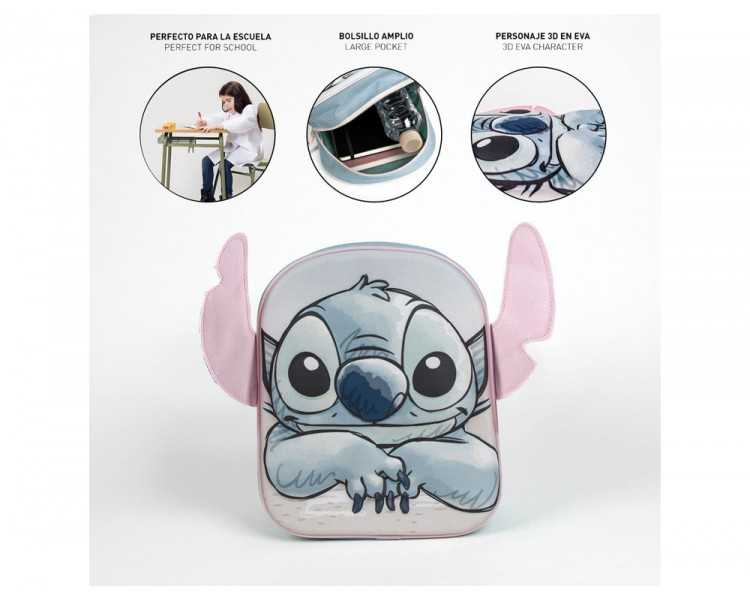 Mochila infantil 3d aplicaciones stitch 220x270x100 mm