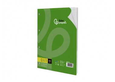 Recambio liderpapel a4 100 hojas 100g/m2 cuadro 5 mm con margen 4 taladros