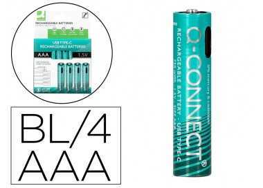 Pila q-connect aaa recargable por usb-c blister de 4 unidades