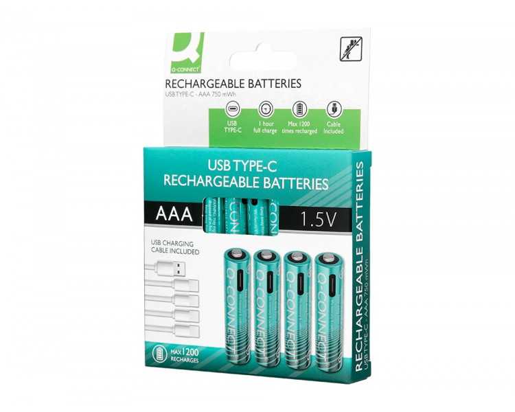 Pila q-connect aaa recargable por usb-c blister de 4 unidades