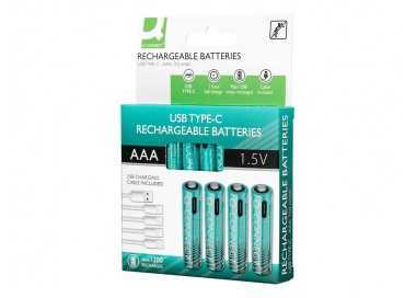 Pila q-connect aaa recargable por usb-c blister de 4 unidades