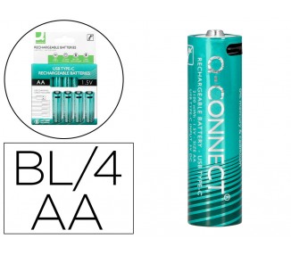 Pila q-connect aa recargable por usb-c blister de 4 unidades
