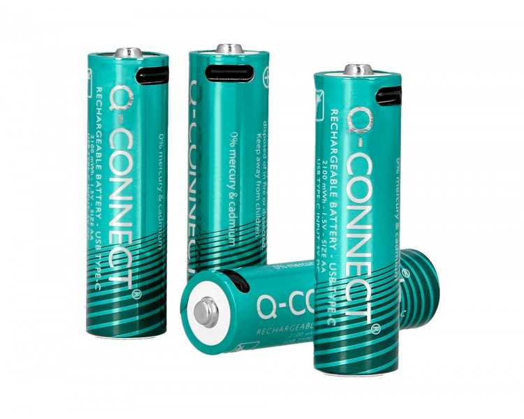 Pila q-connect aa recargable por usb-c blister de 4 unidades