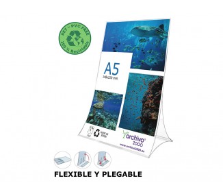 Expositor sobremesa archivo 2000 plegable pet 100% reciclable din a5 vertical transparente 90x150x210 mm
