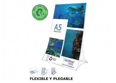 Expositor sobremesa archivo 2000 plegable pet 100% reciclable din a5 vertical transparente 90x150x210 mm