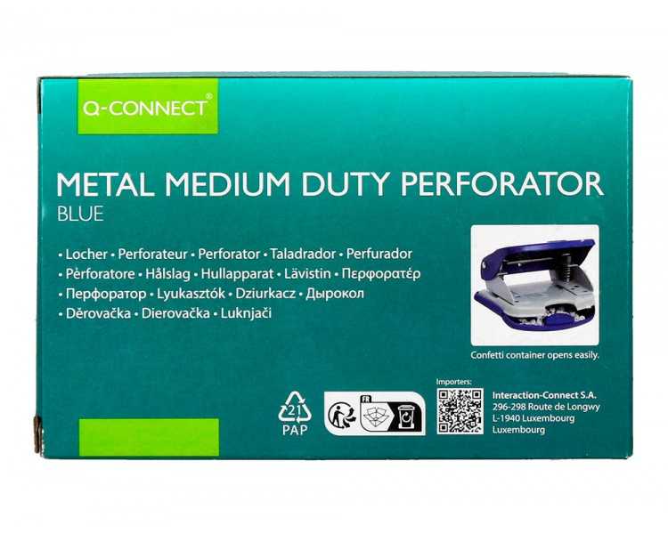 Taladrador q-connect kf14218 azul abertura 2 mm capacidad 20 hojas