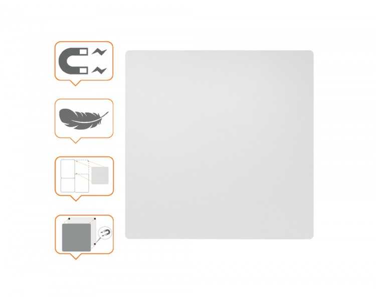 Pizarra blanca nobo modular sin marco acero magnetica 450x450 mm