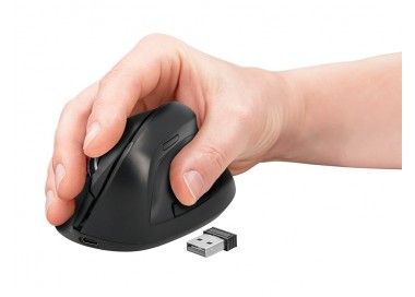 Raton q-connect optico inalambrico ergonomico vertical dpi 800/1200/1600 bateria recargable negro