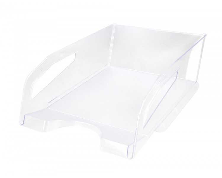Bandeja sobremesa plastico q-connect gran capacidad con asa transparente 386x270x115mm