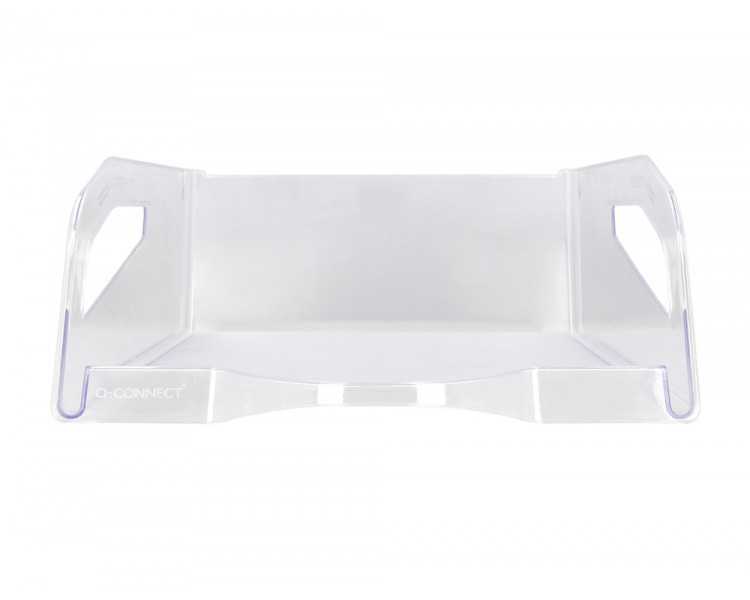 Bandeja sobremesa plastico q-connect gran capacidad con asa transparente 386x270x115mm