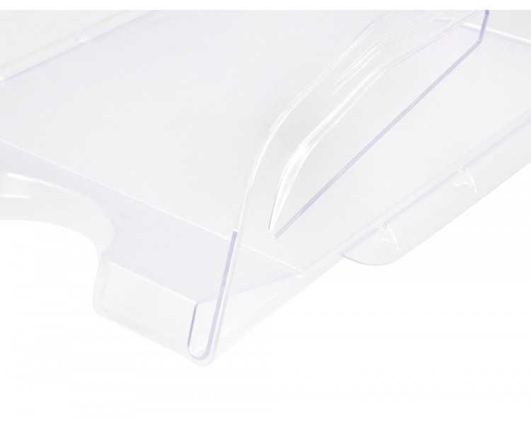 Bandeja sobremesa plastico q-connect gran capacidad con asa transparente 386x270x115mm