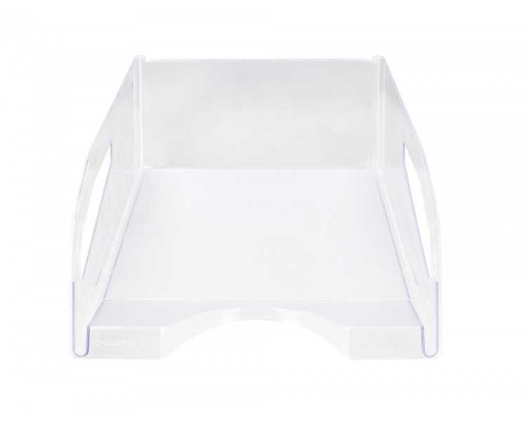 Bandeja sobremesa plastico q-connect gran capacidad con asa transparente 386x270x115mm