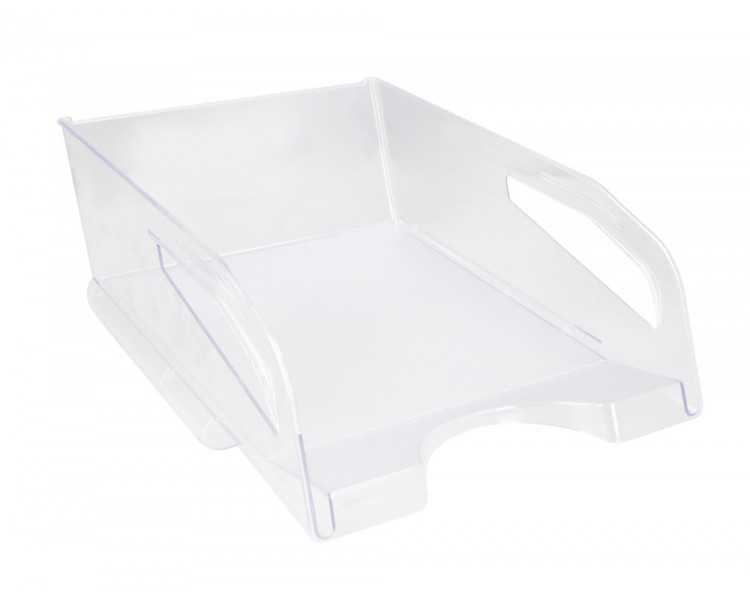 Bandeja sobremesa plastico q-connect gran capacidad con asa transparente 386x270x115mm