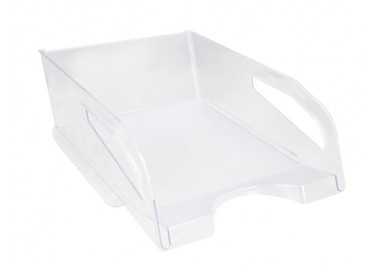 Bandeja sobremesa plastico q-connect gran capacidad con asa transparente 386x270x115mm