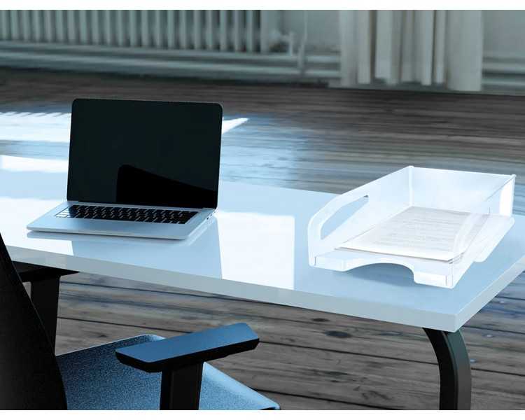Bandeja sobremesa plastico q-connect gran capacidad con asa transparente 386x270x115mm