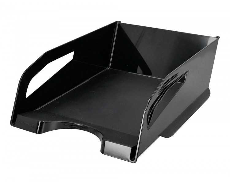 Bandeja sobremesa plastico q-connect gran capacidad con asa negro opaco 386x270x115mm