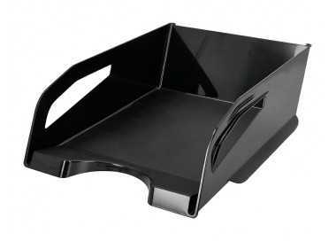 Bandeja sobremesa plastico q-connect gran capacidad con asa negro opaco 386x270x115mm