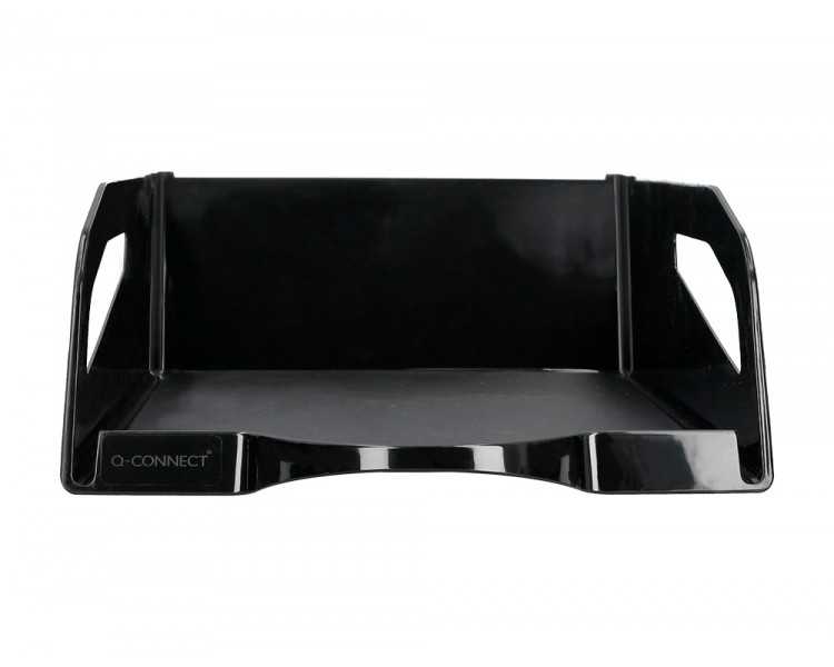 Bandeja sobremesa plastico q-connect gran capacidad con asa negro opaco 386x270x115mm