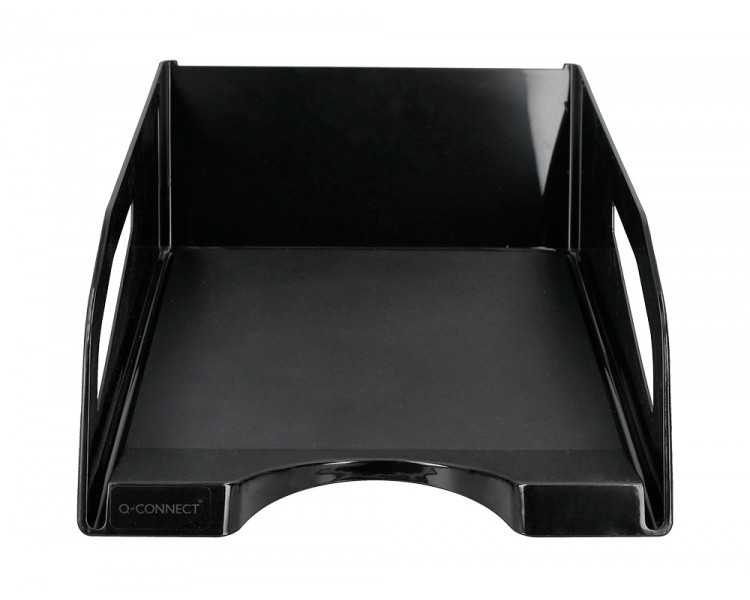 Bandeja sobremesa plastico q-connect gran capacidad con asa negro opaco 386x270x115mm