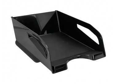 Bandeja sobremesa plastico q-connect gran capacidad con asa negro opaco 386x270x115mm
