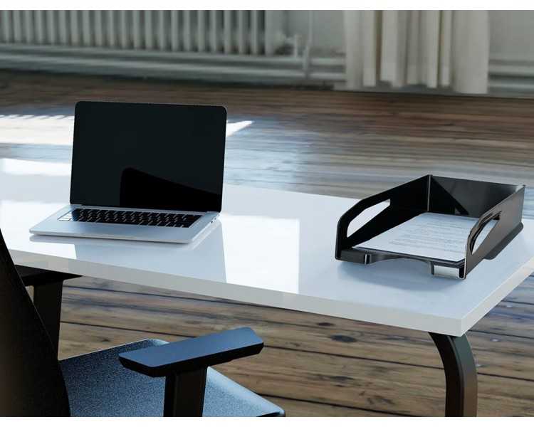 Bandeja sobremesa plastico q-connect gran capacidad con asa negro opaco 386x270x115mm