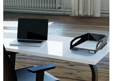 Bandeja sobremesa plastico q-connect gran capacidad con asa negro opaco 386x270x115mm