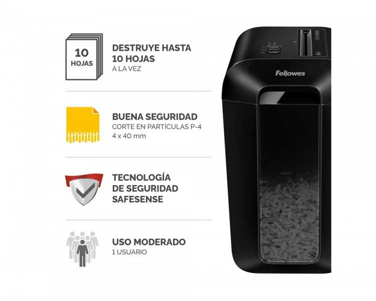 Destructora de documentos fellowes lx65 capacidad 10h seguridad p4 destruye grapas clips y tarjetas