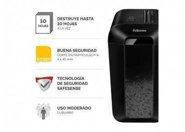 Destructora de documentos fellowes lx65 capacidad 10h seguridad p4 destruye grapas clips y tarjetas