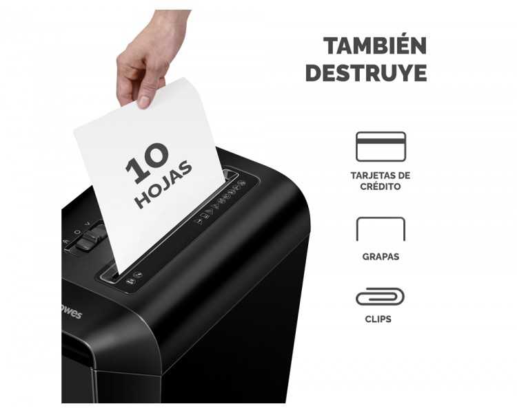 Destructora de documentos fellowes lx65 capacidad 10h seguridad p4 destruye grapas clips y tarjetas