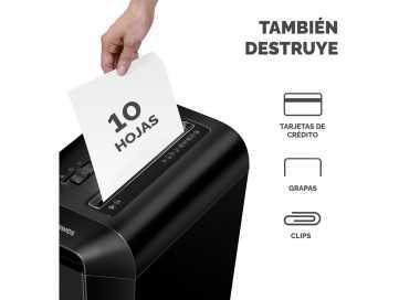 Destructora de documentos fellowes lx65 capacidad 10h seguridad p4 destruye grapas clips y tarjetas