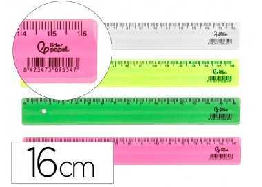 Regla liderpapel plastico 16 cm cubilete con 100 unidades colores surtidos