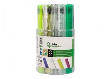 Regla liderpapel plastico 16 cm cubilete con 100 unidades colores surtidos