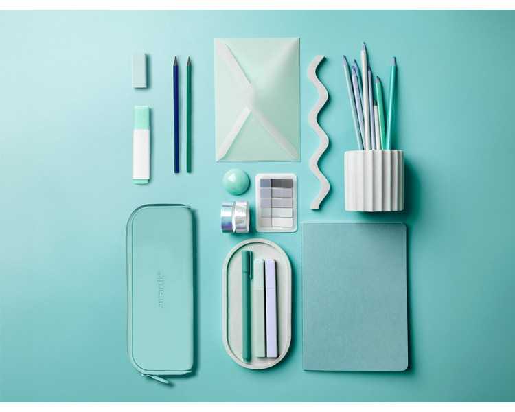 Estuche portatodo antartik prisma silicona soft rectangular 185x50x75 mm menta