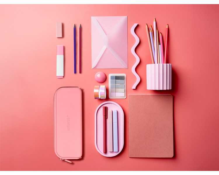 Estuche portatodo antartik prisma silicona soft rectangular 185x50x75 mm rosa chicle