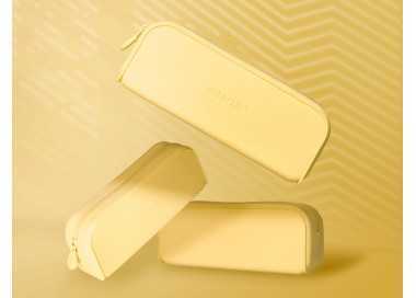 Estuche portatodo antartik prisma silicona soft rectangular 185x50x75 mm color amarillo