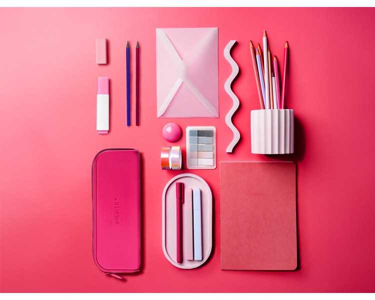 Estuche portatodo antartik prisma silicona soft rectangular 185x50x75 mm rosa fucsia