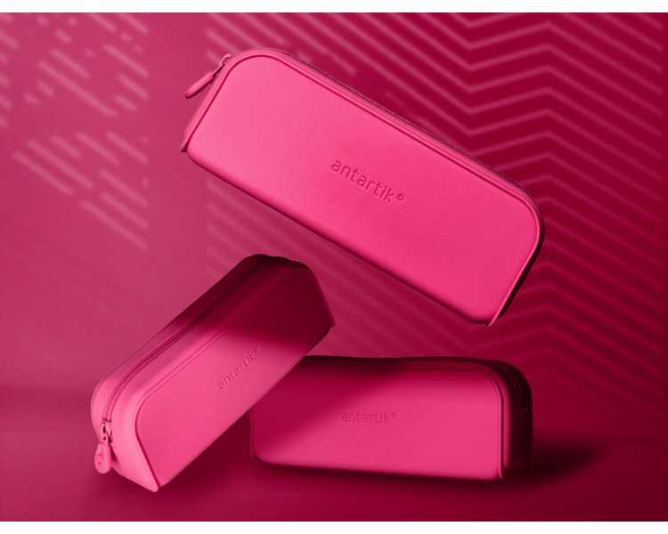 Estuche portatodo antartik prisma silicona soft rectangular 185x50x75 mm rosa fucsia