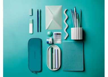 Estuche portatodo antartik prisma silicona soft rectangular 185x50x75 mm color turquesa