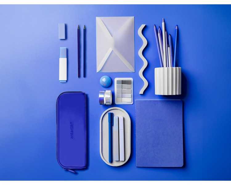 Estuche portatodo antartik prisma silicona soft rectangular 185x50x75 mm color azul oscuro