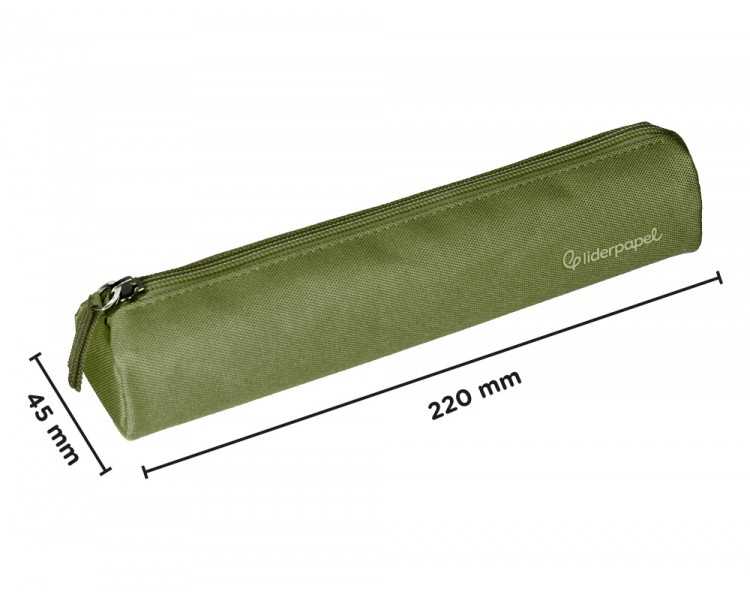 Estuche portatodo liderpapel slim cilindrico 220x45mm verde militar
