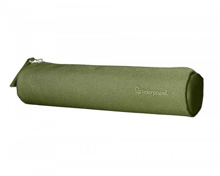 Estuche portatodo liderpapel slim cilindrico 220x45mm verde militar