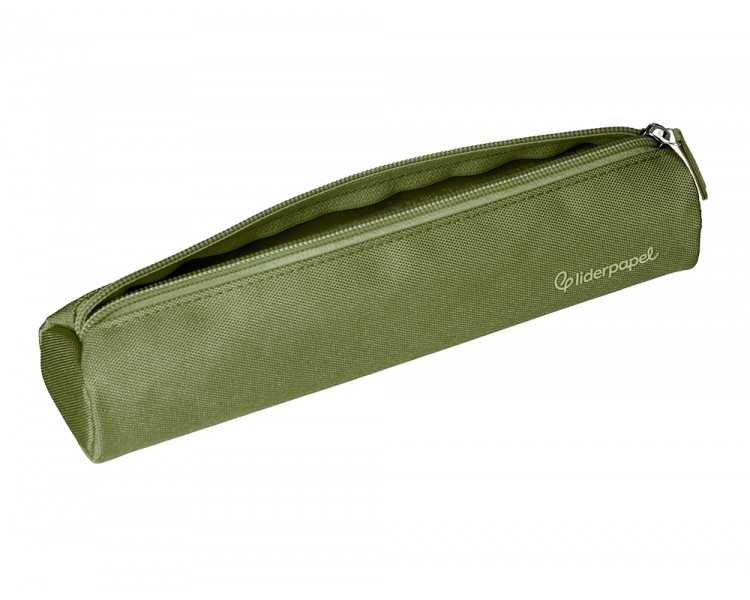Estuche portatodo liderpapel slim cilindrico 220x45mm verde militar